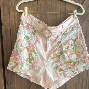 C&C High Waist Pink and Green Shorts